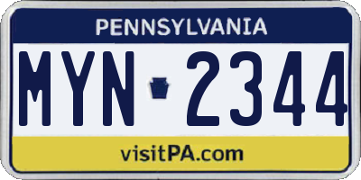 PA license plate MYN2344