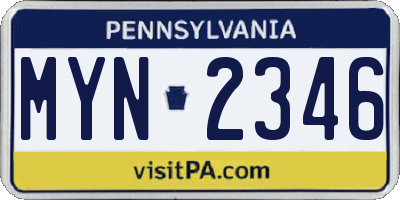 PA license plate MYN2346
