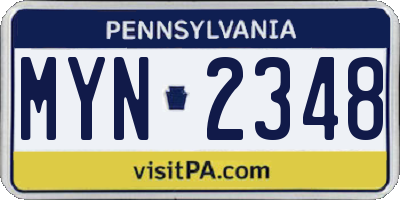 PA license plate MYN2348