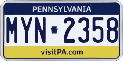 PA license plate MYN2358