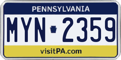 PA license plate MYN2359
