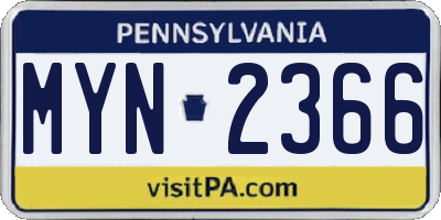 PA license plate MYN2366