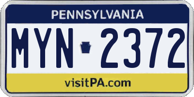 PA license plate MYN2372
