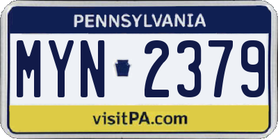 PA license plate MYN2379