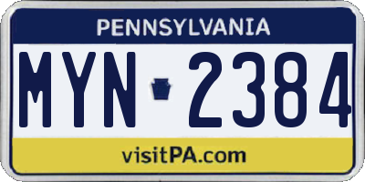 PA license plate MYN2384