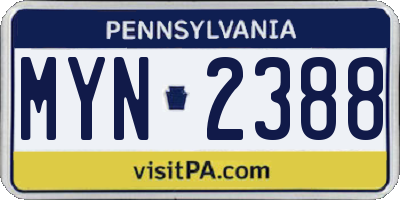 PA license plate MYN2388