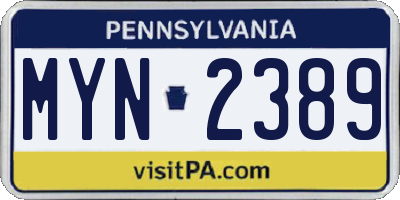 PA license plate MYN2389