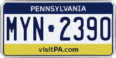 PA license plate MYN2390