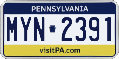 PA license plate MYN2391
