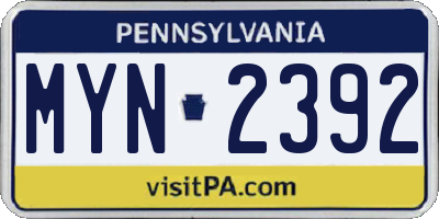 PA license plate MYN2392