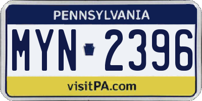 PA license plate MYN2396