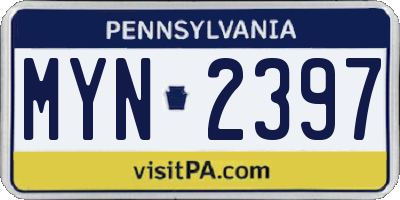 PA license plate MYN2397