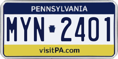 PA license plate MYN2401