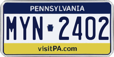 PA license plate MYN2402