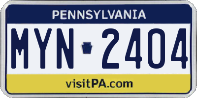 PA license plate MYN2404