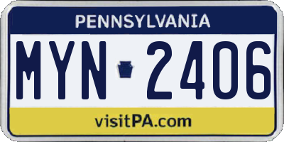 PA license plate MYN2406