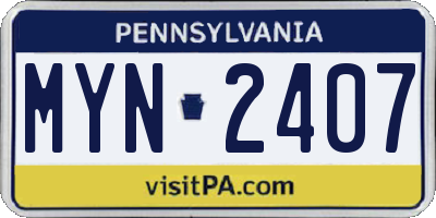 PA license plate MYN2407