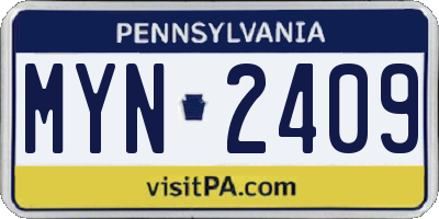 PA license plate MYN2409