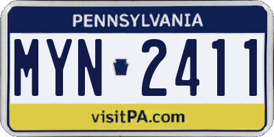 PA license plate MYN2411