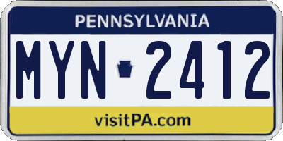 PA license plate MYN2412