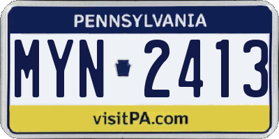 PA license plate MYN2413