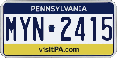 PA license plate MYN2415
