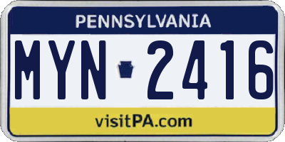 PA license plate MYN2416