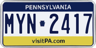 PA license plate MYN2417