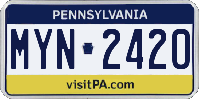PA license plate MYN2420