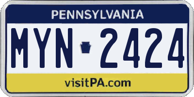 PA license plate MYN2424
