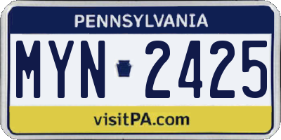 PA license plate MYN2425