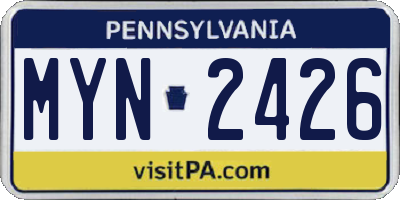PA license plate MYN2426