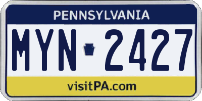 PA license plate MYN2427