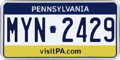 PA license plate MYN2429