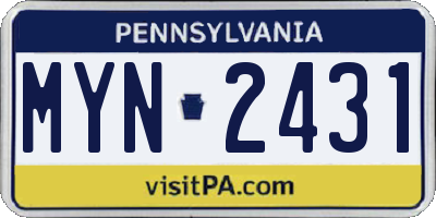 PA license plate MYN2431