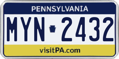 PA license plate MYN2432