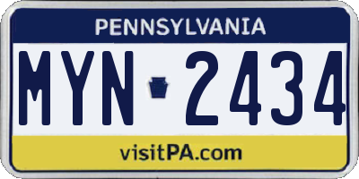 PA license plate MYN2434