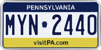 PA license plate MYN2440