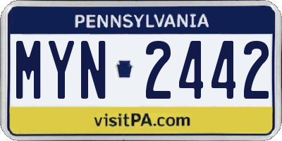 PA license plate MYN2442