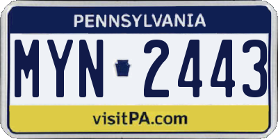 PA license plate MYN2443