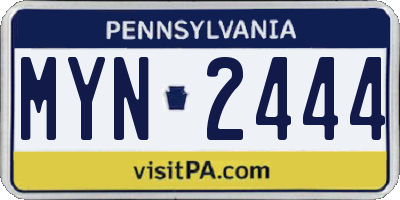 PA license plate MYN2444