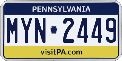 PA license plate MYN2449