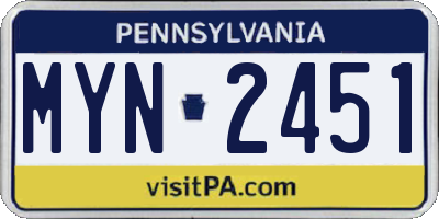 PA license plate MYN2451