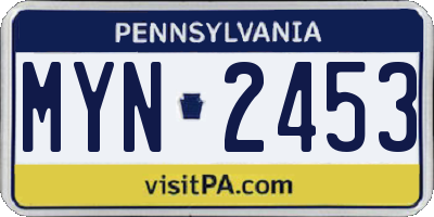 PA license plate MYN2453