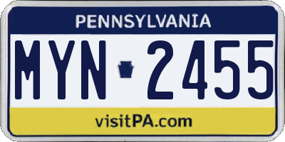 PA license plate MYN2455