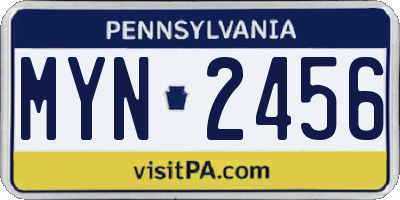 PA license plate MYN2456