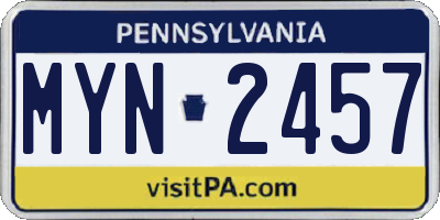 PA license plate MYN2457