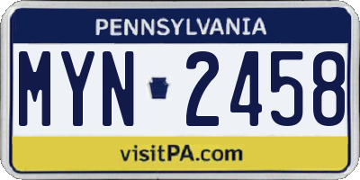 PA license plate MYN2458