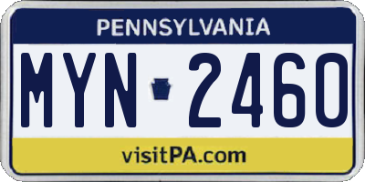 PA license plate MYN2460