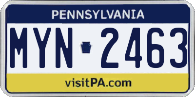 PA license plate MYN2463